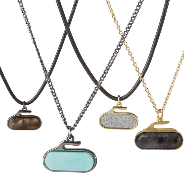 2D Curling Rock Necklace