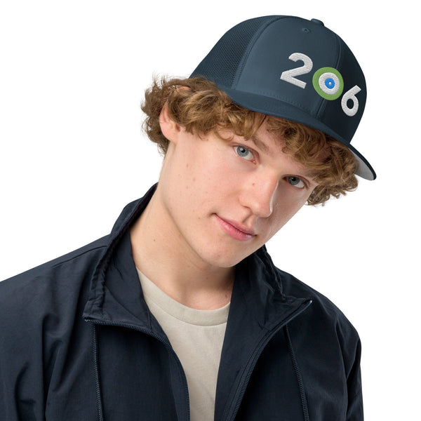 Area Code 206 - Seattle Curling Club Closed-back trucker cap