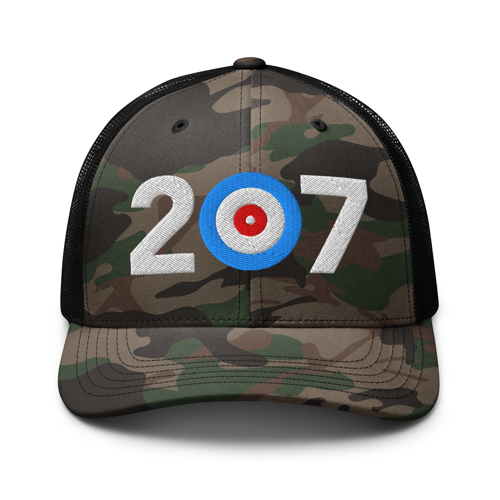 Belfast Curling Area Code 207 - Camouflage trucker hat