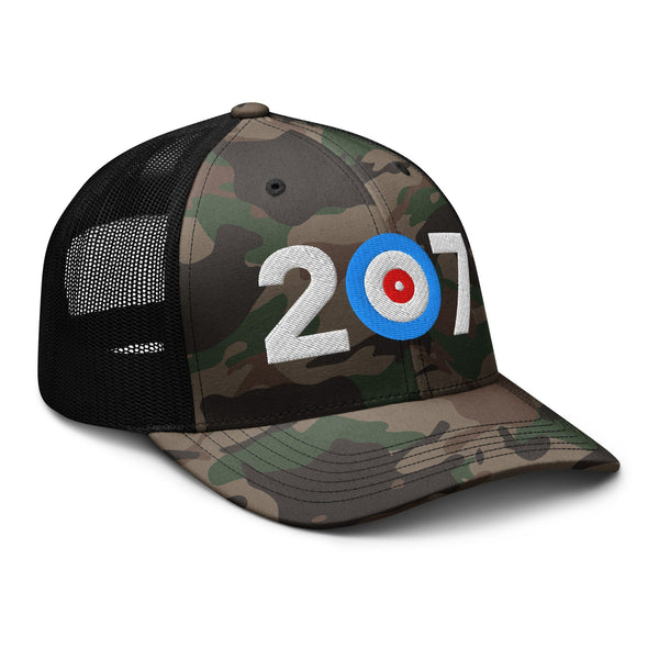 Belfast Curling Area Code 207 - Camouflage trucker hat