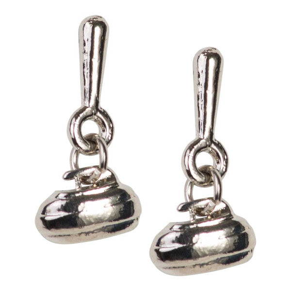 Silver Drop Curling Stone Earrings